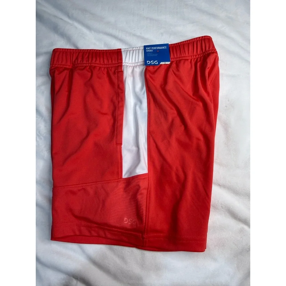 DSG Kids Boys Red White Knit Performance Shorts Size L Athletic Sport